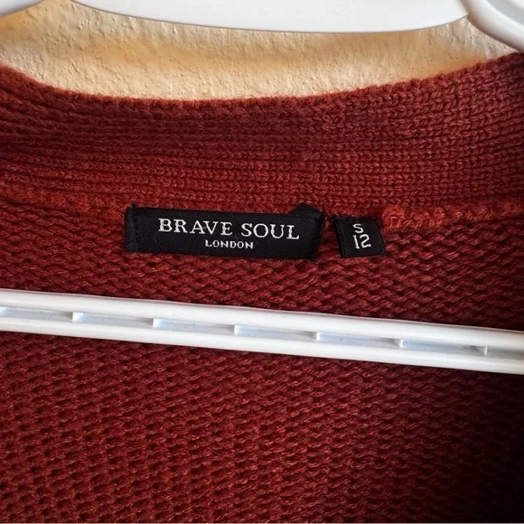 Brave Soul London Brick Orange Cable Knit Cardigan Sweater Sz: Small Cozycore - Picture 6 of 9